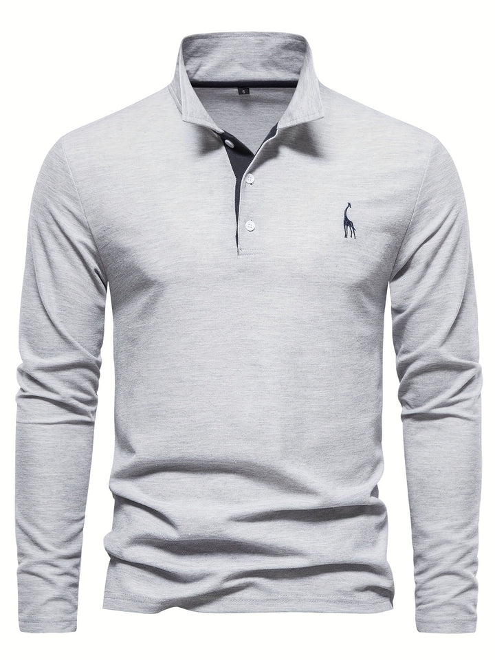 Comfortable Men's Long Sleeve Polo-Navy-S-State of Style