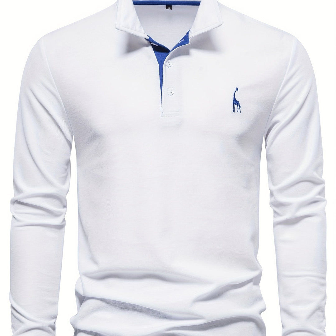 Comfortable Men's Long Sleeve Polo-White-S-State of Style