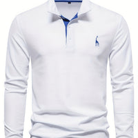 Comfortable Men's Long Sleeve Polo-White-S-State of Style