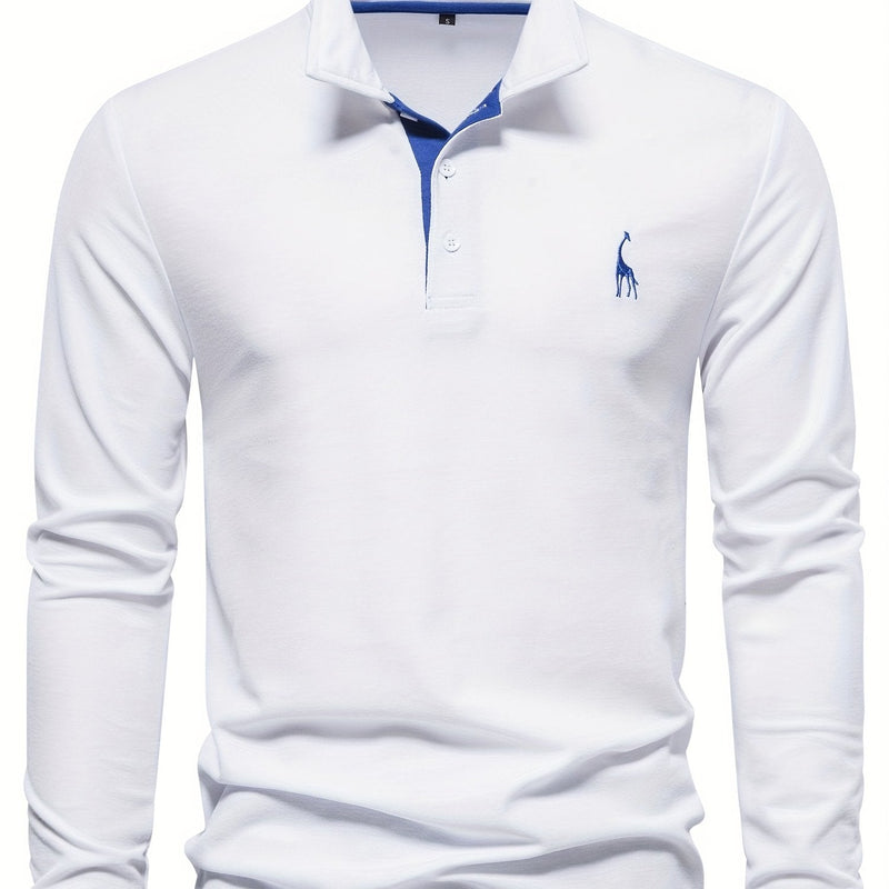 Comfortable Men's Long Sleeve Polo-White-S-State of Style