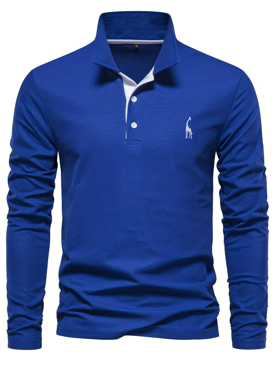 Comfortable Men's Polo with Long Sleeves-Marine blue-S-State of Style