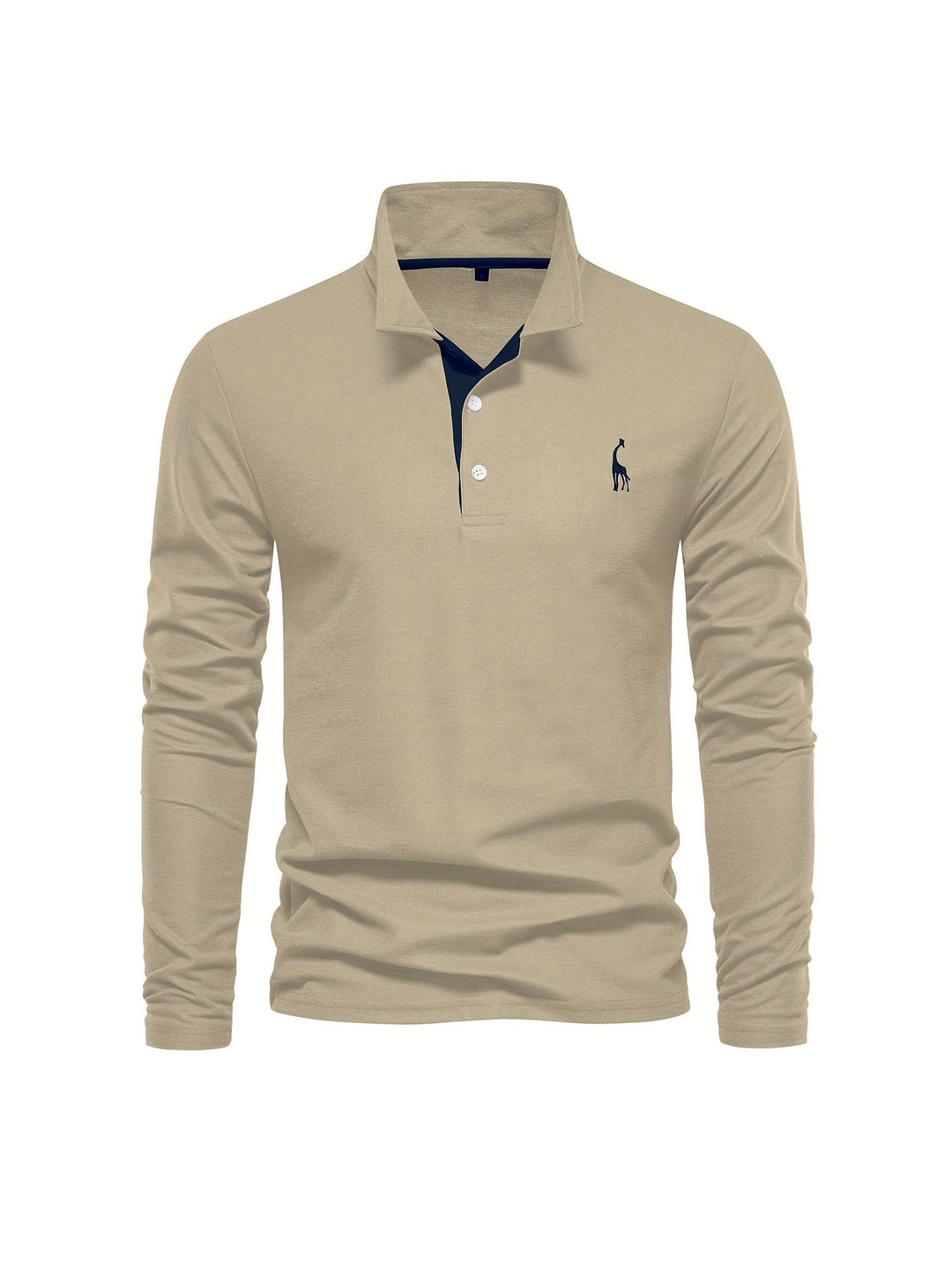 Comfortable Men's Polo with Long Sleeves-Marine blue-S-State of Style