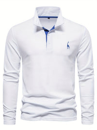 Comfortable Men's Polo with Long Sleeves-Marine blue-S-State of Style