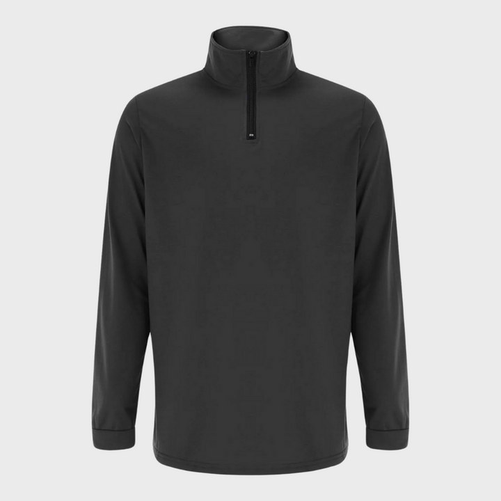 Comfortable Men's Sweater with Zip and Low Collar - Sven-Black-S-State of Style