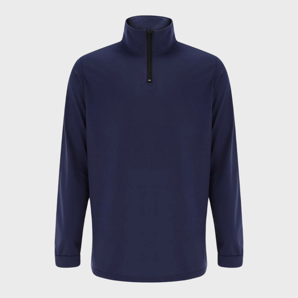 Comfortable Men's Sweater with Zip and Low Collar - Sven-Black-S-State of Style