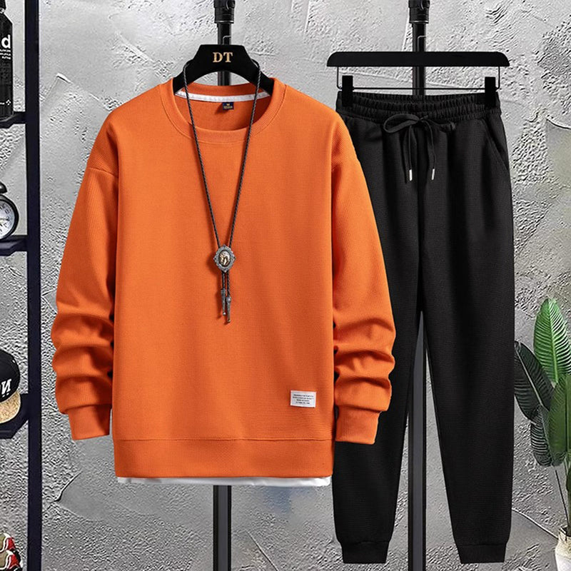 Comfortable Men's Tracksuit - Damon-Orange-Black-M-State of Style