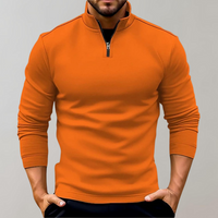 Comfortable Men's Zip Sweater with Low Collar - Sven-Orange-S-State of Style