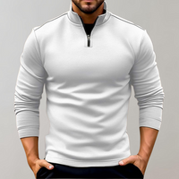 Comfortable Men's Zip Sweater with Low Collar - Sven-White-S-State of Style
