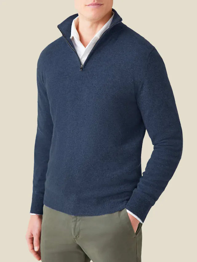 Comfortable Men's Zip-up Sweater - Lucas-Black-S-State of Style