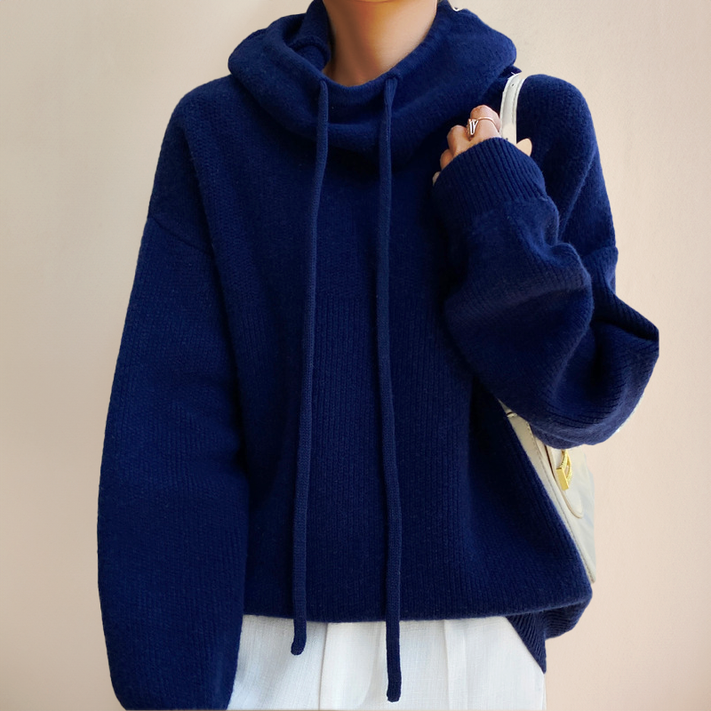 Comfortable Merino Wool Women's Sweater - Isabelle-Dark Blue-One Size-State of Style