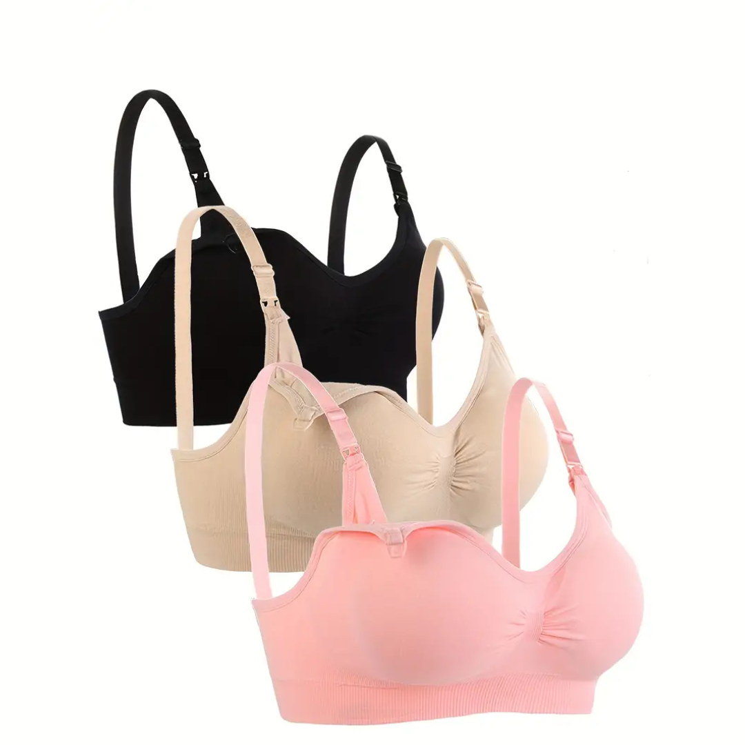 Comfortable Nursing Bra (Set of 3) – NurtureFit-Black Beige Pink-M-State of Style