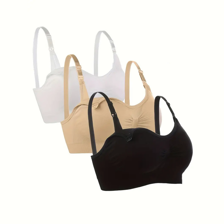 Comfortable Nursing Bra (Set of 3) – NurtureFit-White Beige Black-M-State of Style