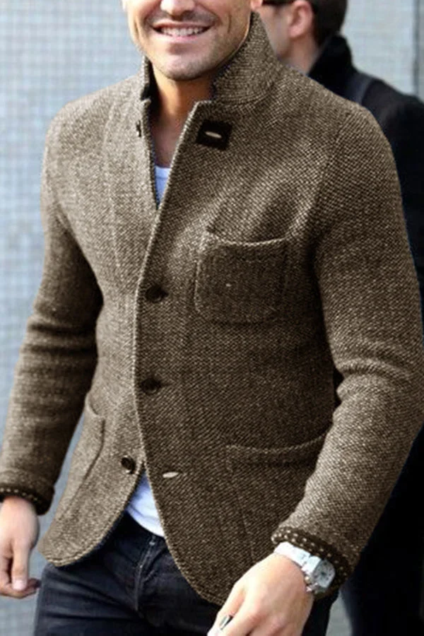 Comfortable Retro Knitted Men's Cardigan - Jasper-Khaki-XS-State of Style