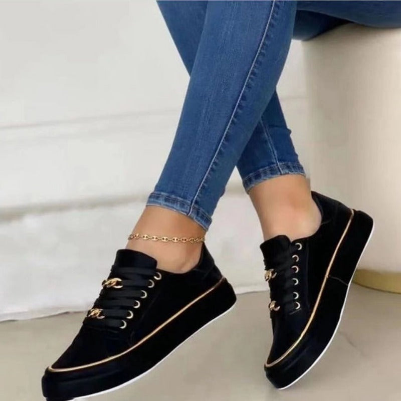 Comfortable slip-on women's sneakers in casual style - Melina-Black-3-State of Style