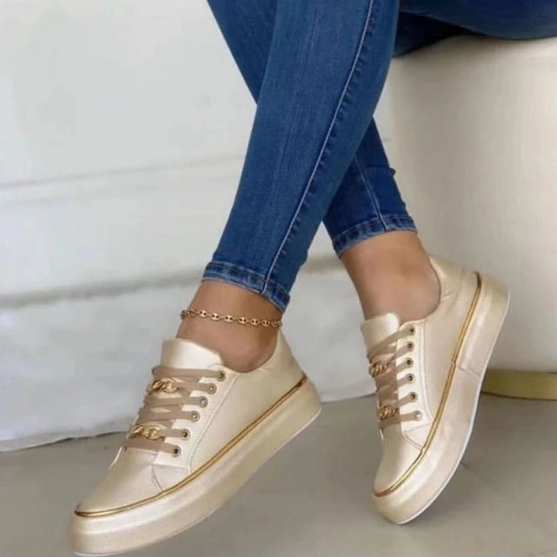 Comfortable slip-on women's sneakers in casual style - Melina-Golden-3-State of Style