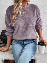 Comfortable Teddy Pullover Sweatshirt - Livia-Purple-S-State of Style