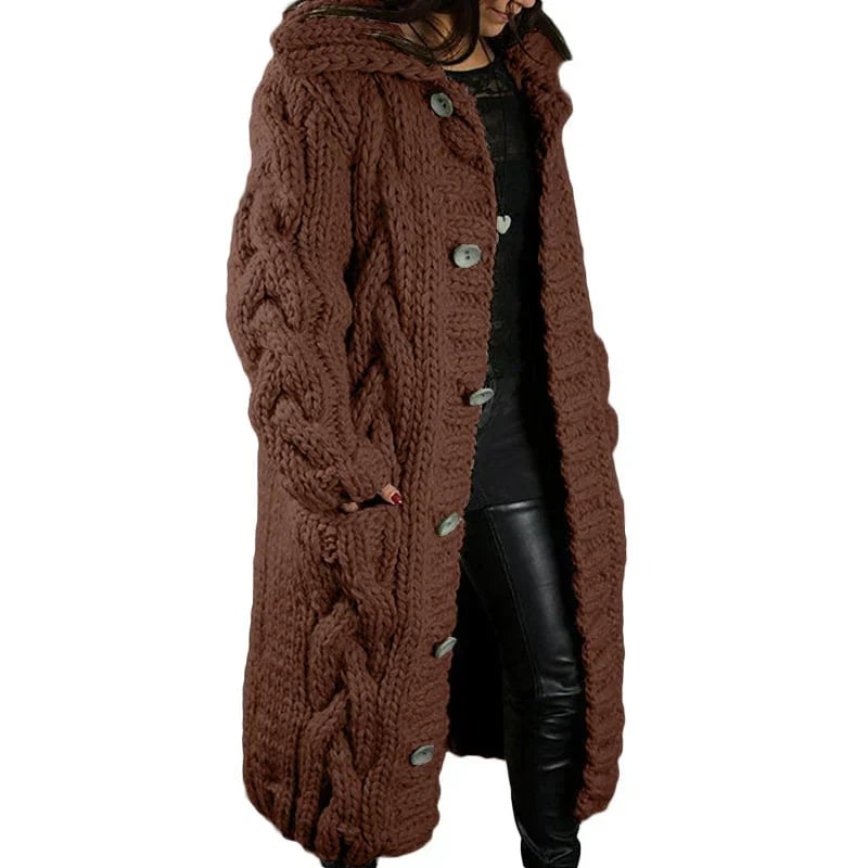 Comfortable Thick Knitted Cardigan - Emma-Brown-S-State of Style