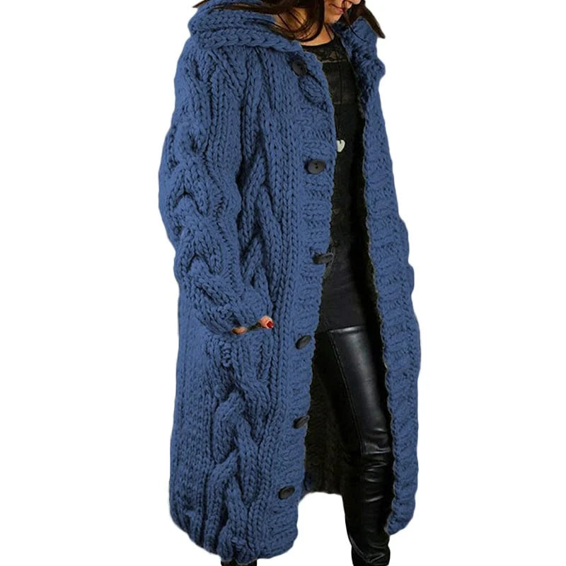 Comfortable Thick Knitted Cardigan - Emma-Dark Blue-S-State of Style