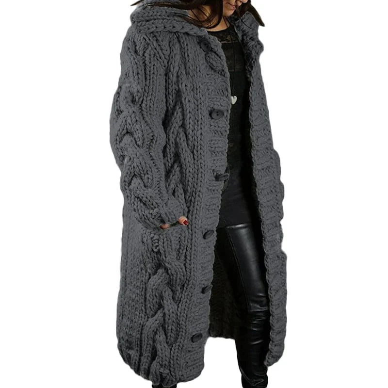 Comfortable Thick Knitted Cardigan - Emma-Dark Grey-S-State of Style