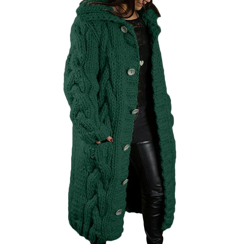 Comfortable Thick Knitted Cardigan - Emma-Green-S-State of Style