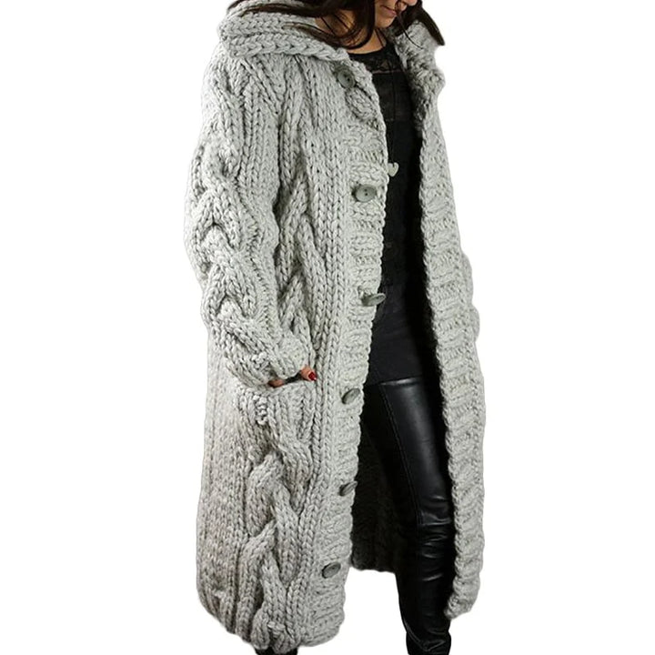 Comfortable Thick Knitted Cardigan - Emma-Light Grey-S-State of Style