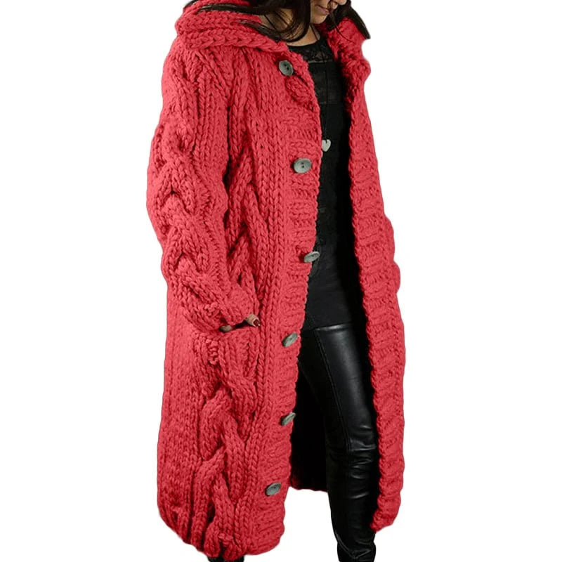 Comfortable Thick Knitted Cardigan - Emma-Red-S-State of Style