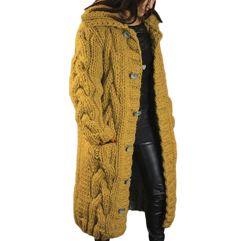 Comfortable Thick Knitted Cardigan - Emma-Yellow-S-State of Style