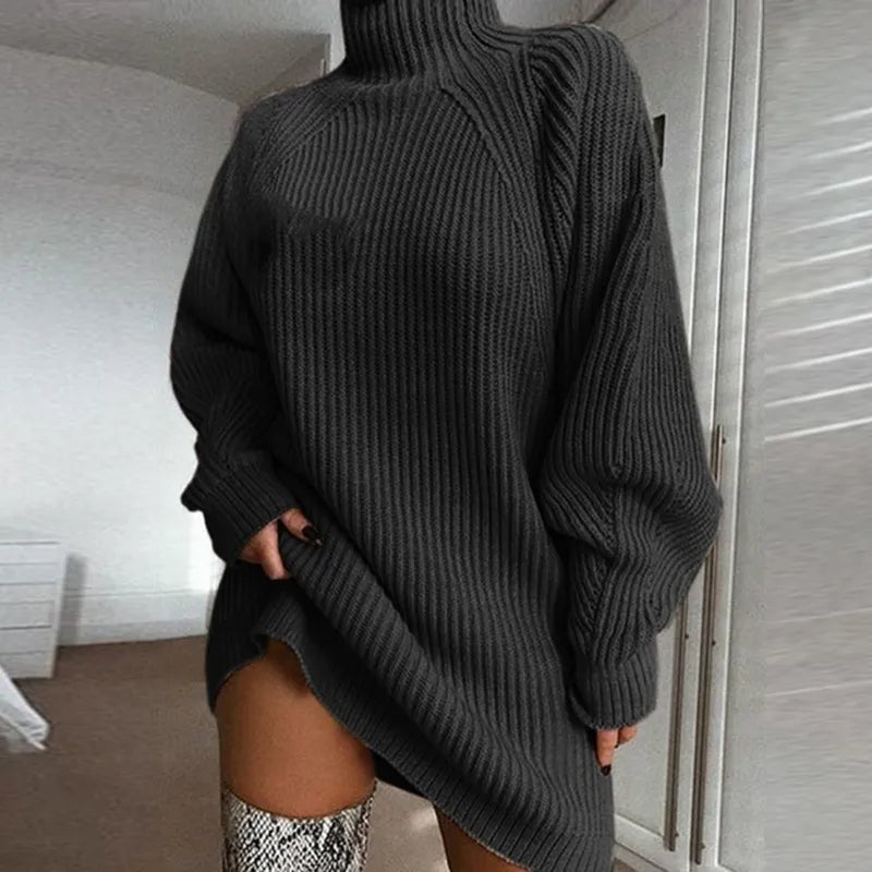 Comfortable Turtleneck Dress - Celeste-Beige-S-State of Style