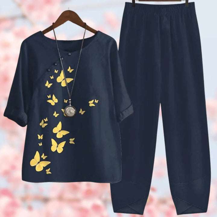 Comfortable Two-Piece Ladies Summer Set - Mira-Dark blue-S-State of Style