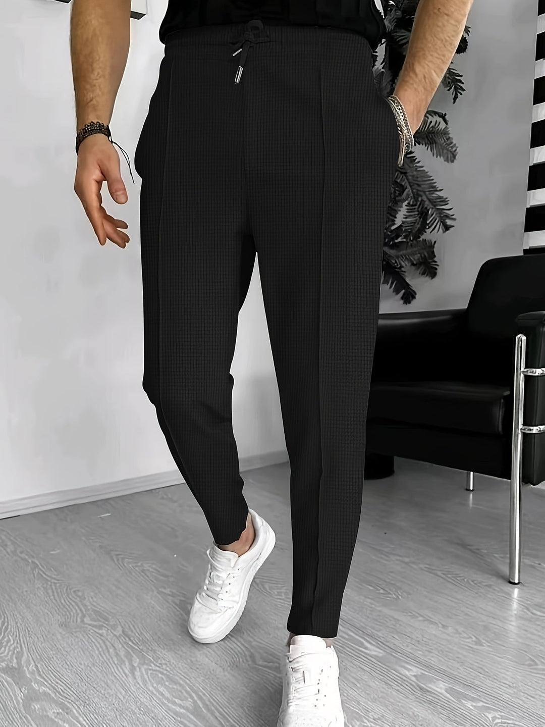 Comfortable Waffle Joggers for Men - Finn-Black-S-State of Style