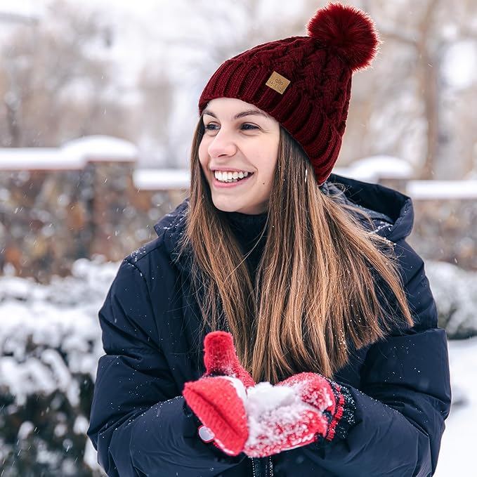 Comfortable Winter Pom Beanie - Yvonne-Beige-State of Style