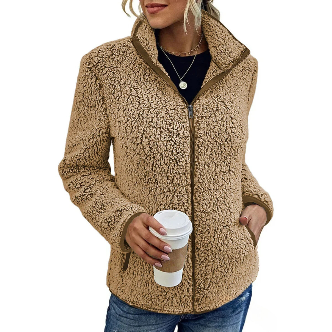 Comfortable Women's Fleece Vest - Petra-Khaki-S-State of Style
