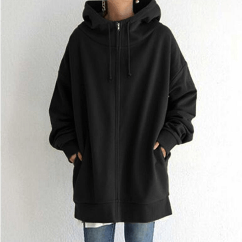 Comfortable Women's Jacket with Hood - ComfyHood-Black-S-State of Style