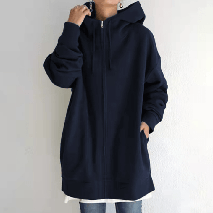 Comfortable Women's Jacket with Hood - ComfyHood-Dark blue-S-State of Style