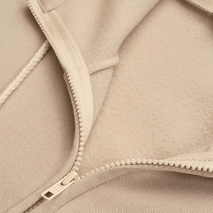 Comfortable Women's Jacket with Hood - ComfyHood-Khaki-S-State of Style