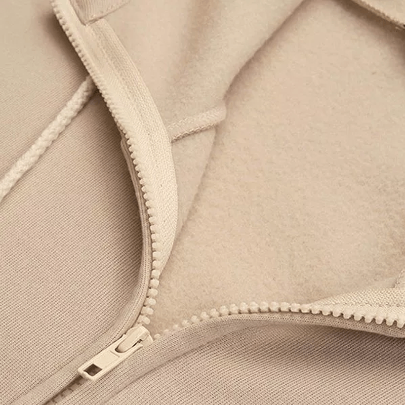 Comfortable Women's Jacket with Hood - ComfyHood-Khaki-S-State of Style