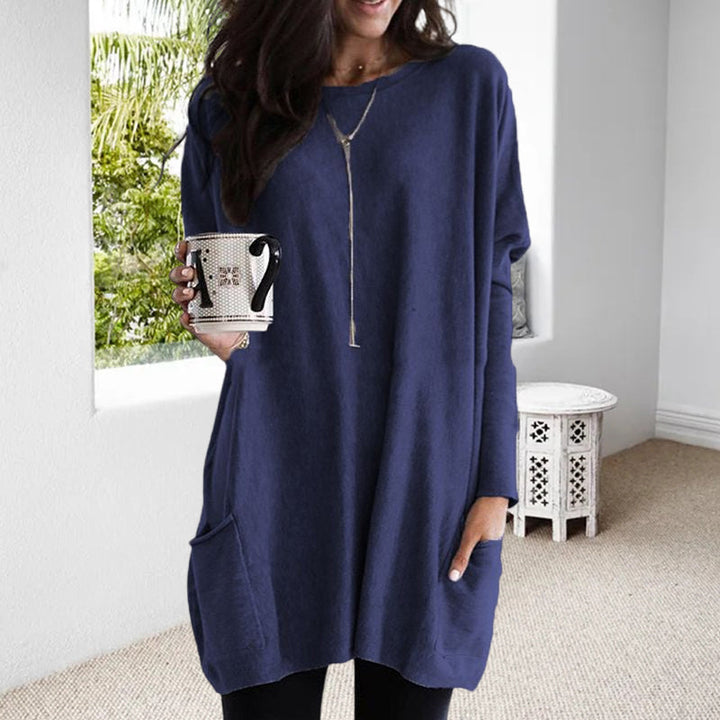 Comfortable Women's Jumper - Lina-Navy Blue-S-State of Style