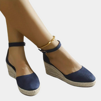 Comfortable women's wedges with adjustable strap & wedge heel – Alina-Blue-3-State of Style