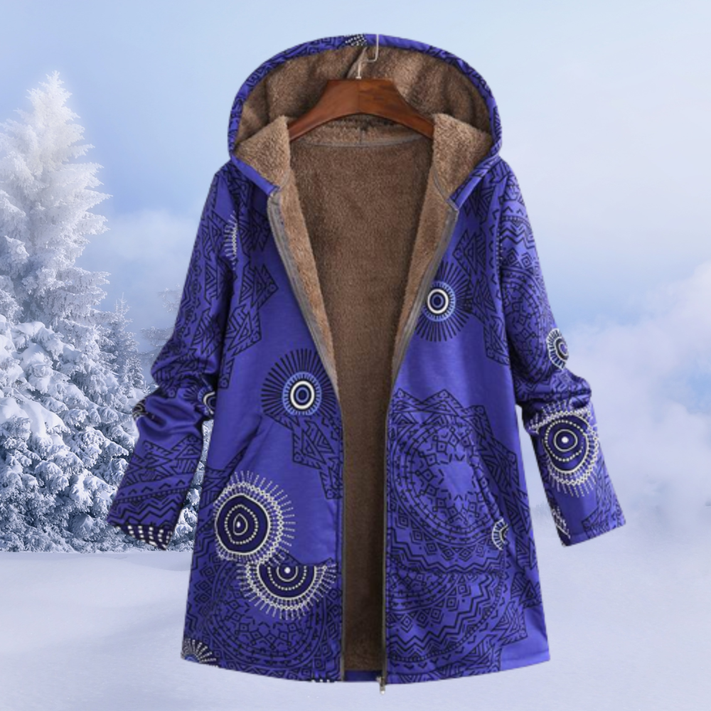 Comfortable Women's Winter Coat - Liora-Blue-S-State of Style