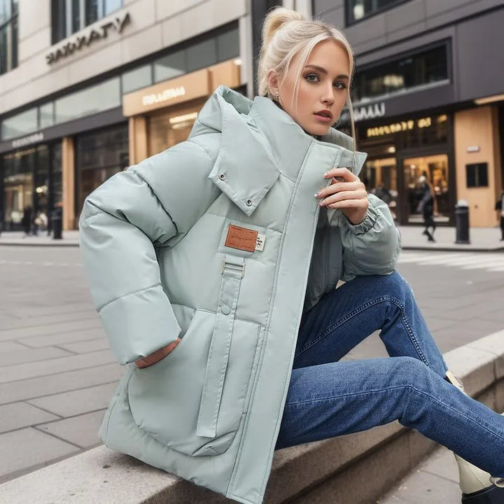 Comfortable Women's Winter Down Jacket - Amelina-Mint Green-M-State of Style