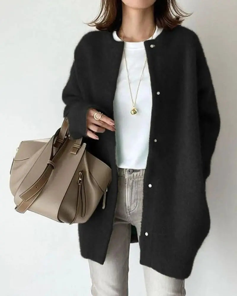 Comfortable Wool and Mohair Women's Cardigan - Eloise-Black-S-State of Style