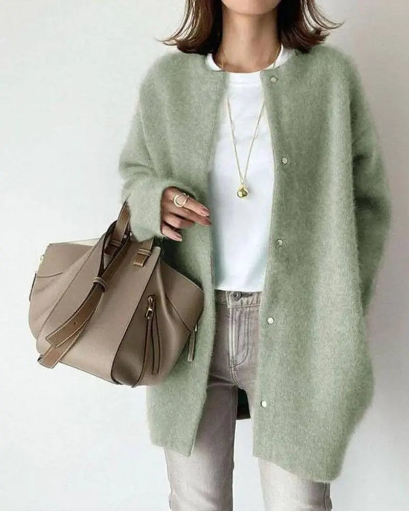 Comfortable Wool and Mohair Women's Cardigan - Eloise-Green-S-State of Style
