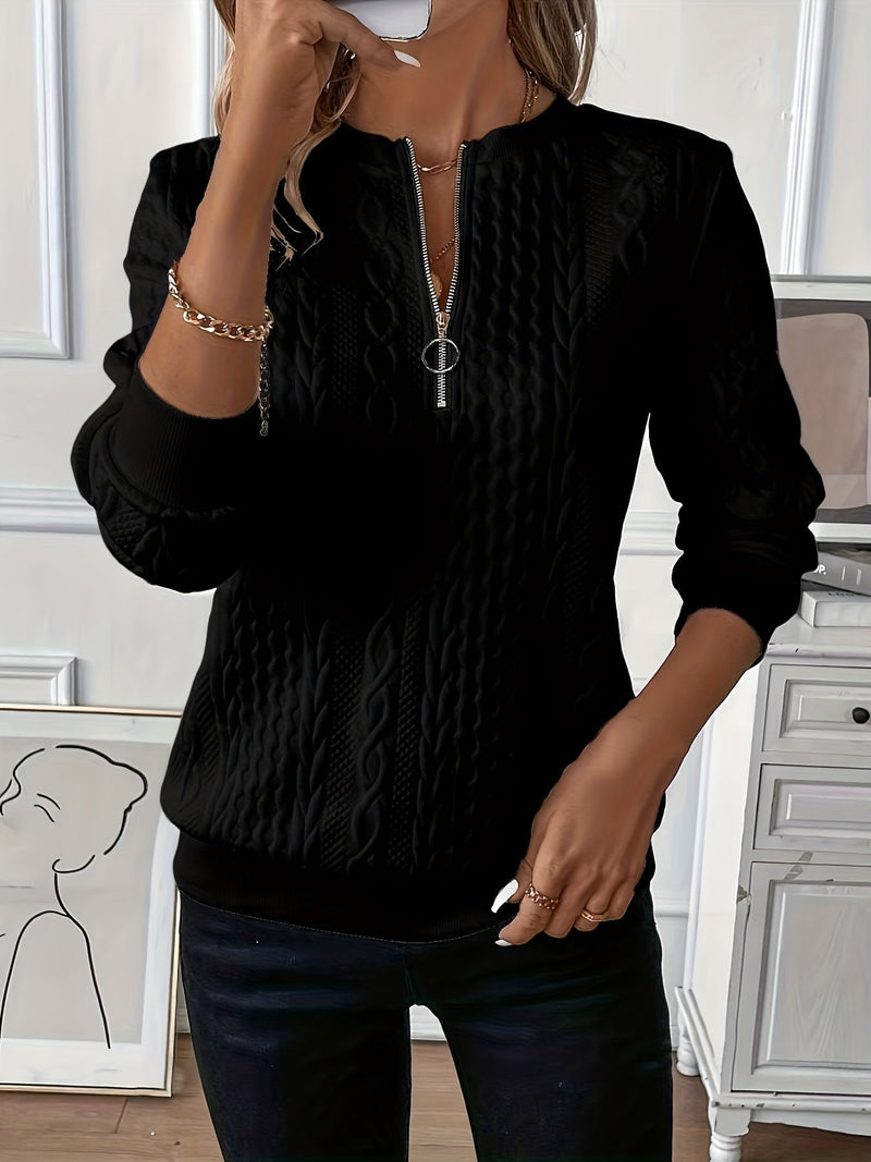 Comfortable Zip Jumper for Women - Ella-Black-S-State of Style