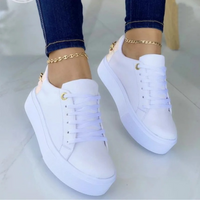 ComfortStep White Leather Sneakers with Metallic Chain-White-4-State of Style