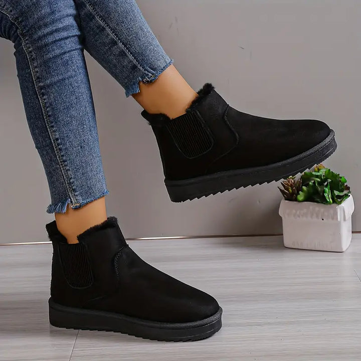 Comfy Thermal Slip-On Snow Boots - Sofia-Black-5-State of Style