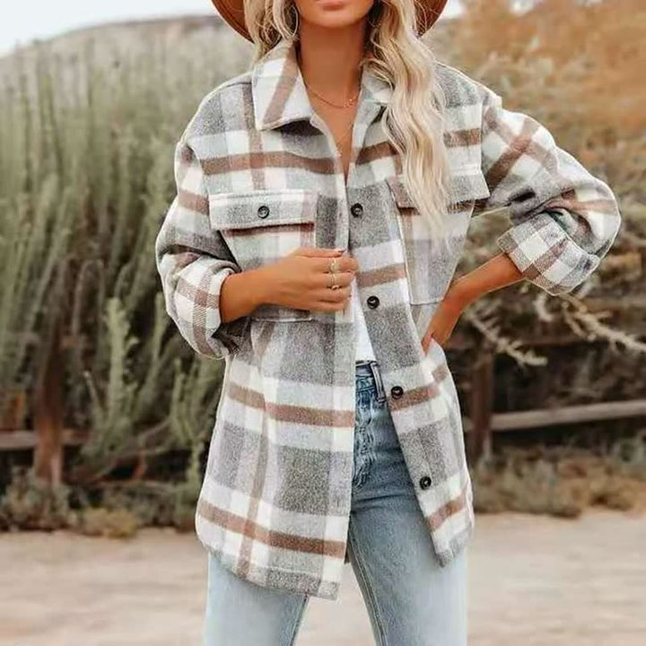 ComfyFlannel | Women's Comfortable & Unique Blouse-Light Grey-S-State of Style