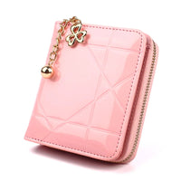 Compact Card Holder Clutch – Stylish & Practical PU Leather Purse-Pink Crosshatch-State of Style