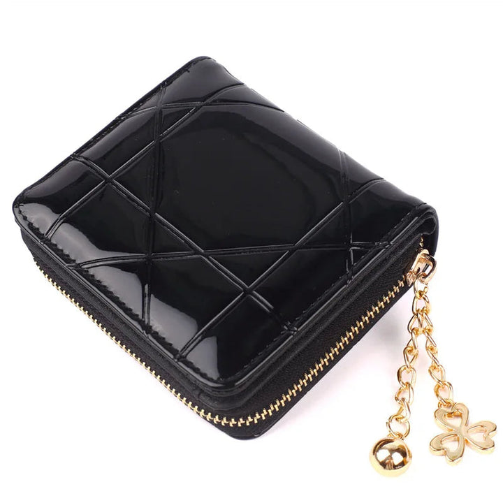 Compact Card Holder Clutch – Stylish & Practical PU Leather Purse-Pink Crosshatch-State of Style