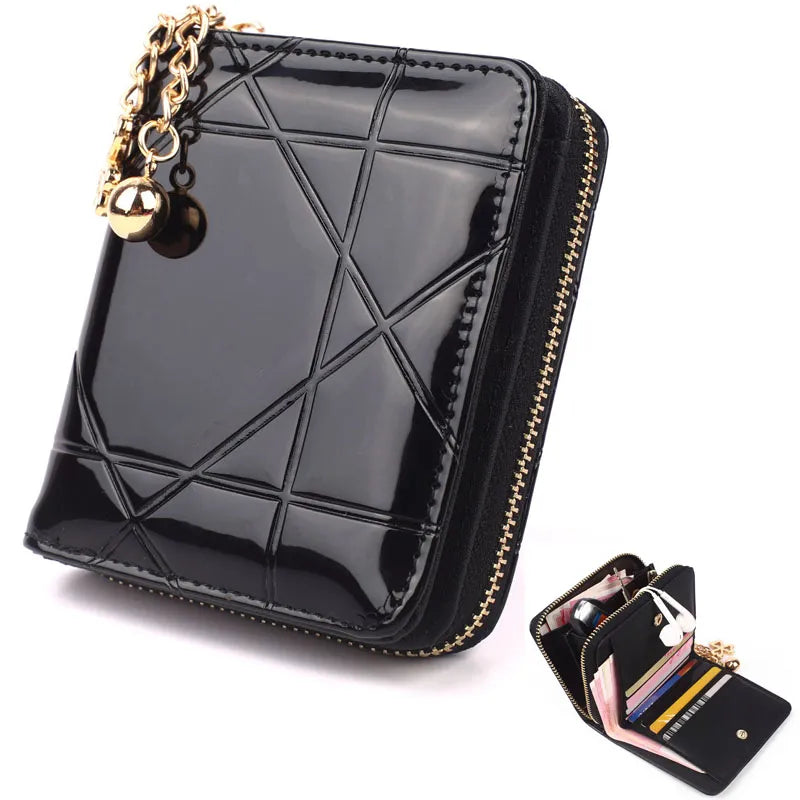 Compact Card Holder Clutch – Stylish & Practical PU Leather Purse-Pink Crosshatch-State of Style