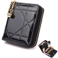 Compact Card Holder Clutch – Stylish & Practical PU Leather Purse-Pink Crosshatch-State of Style
